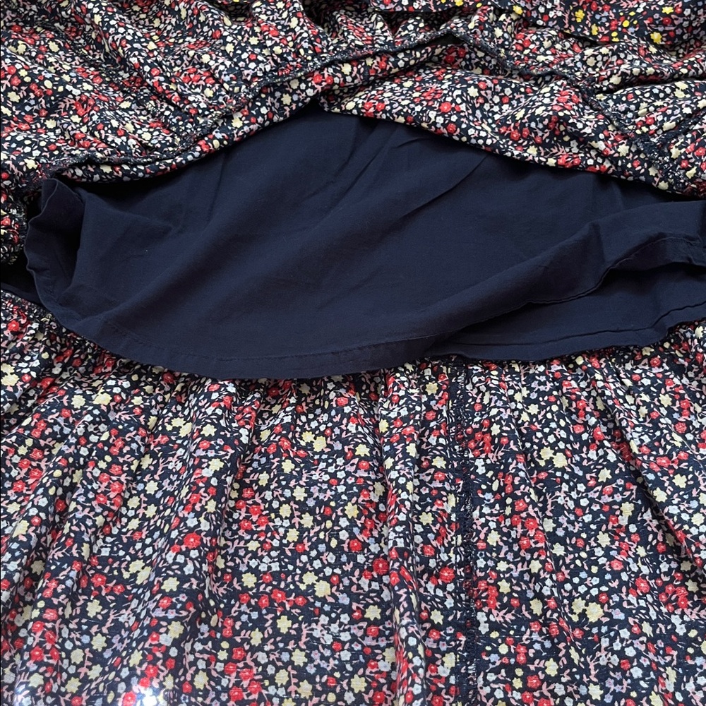J.CREW Ditsy Floral Linen Tie Waist Tiered Ruffle Maxi Dress Size 8 Navy - Picture 11 of 15